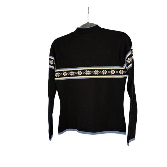 Dale of Norway Black Blue Snowflake 1/4 Zip Long Sleeve Pullover Sweater Sz M - Picture 9 of 9